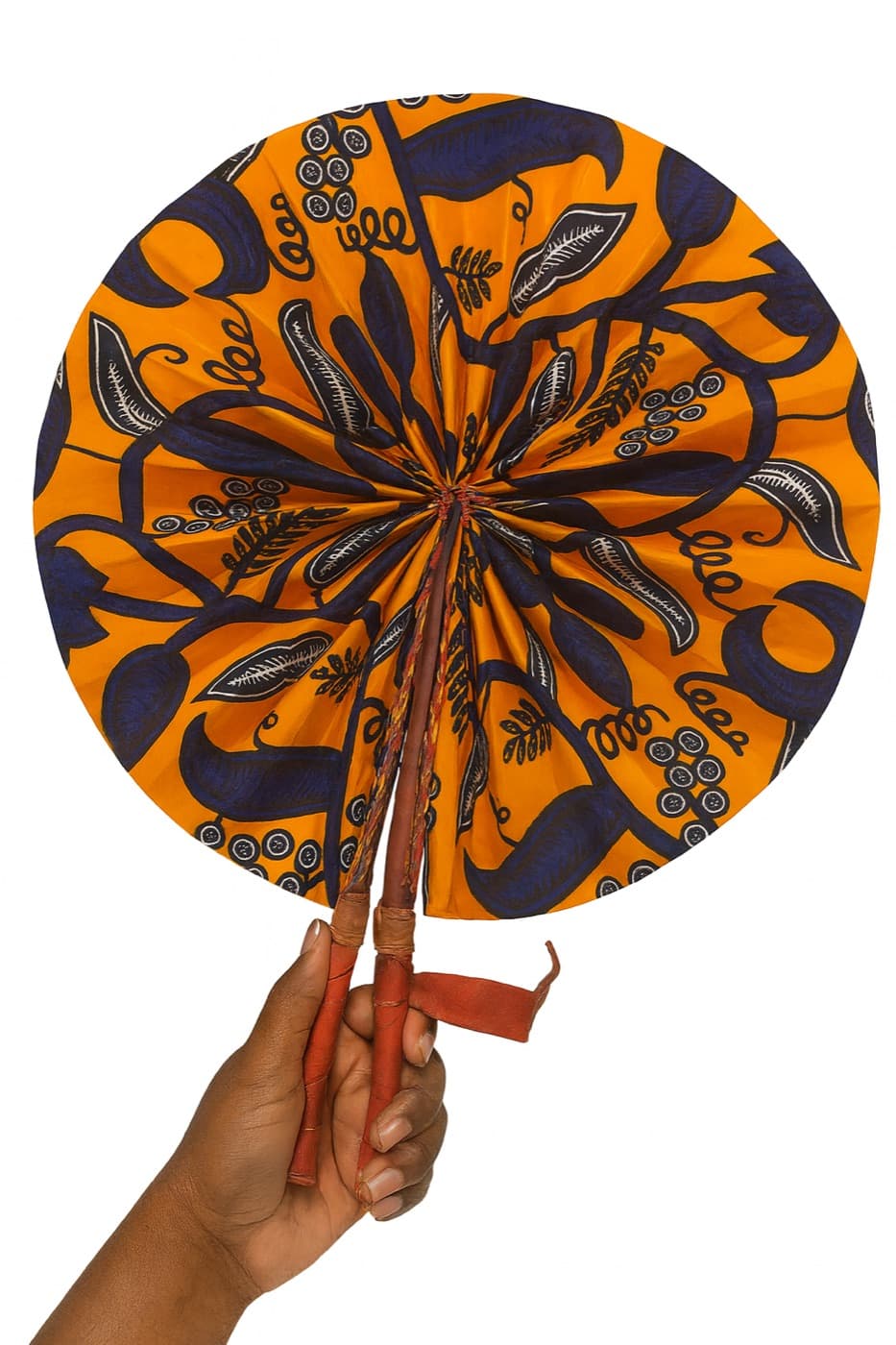 Orange Blue Floral Fan
