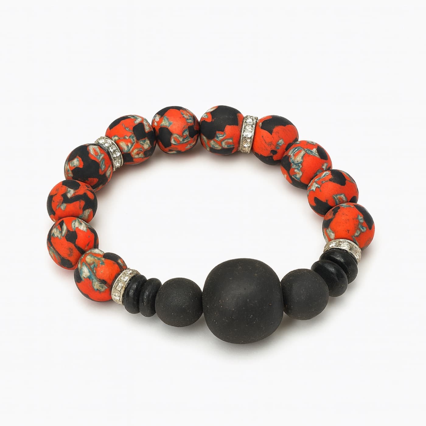 Black Orange Silver Bracelet