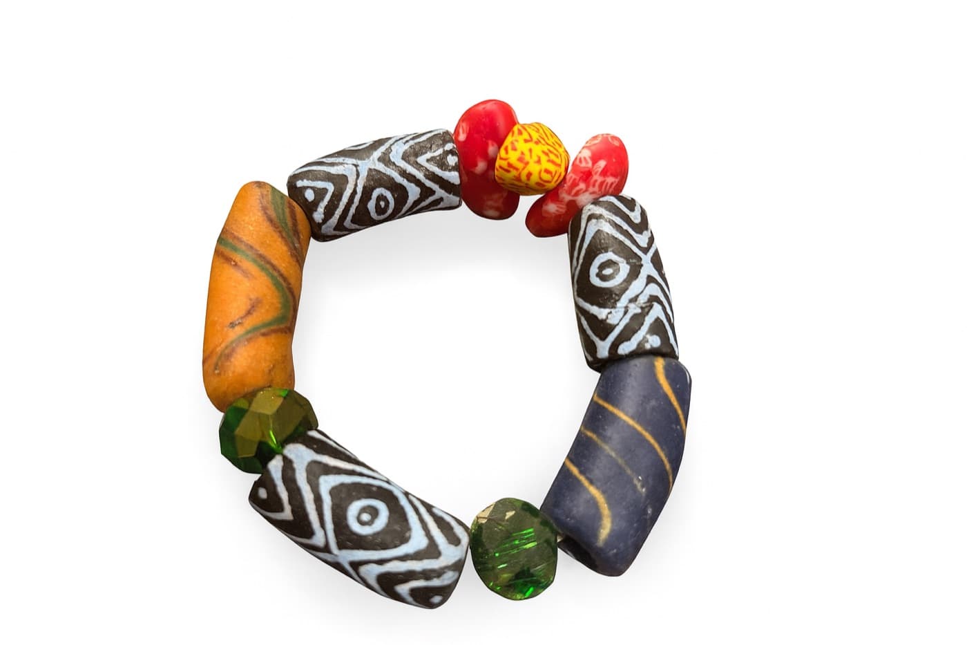 Large Bead Black Orange Bracelet