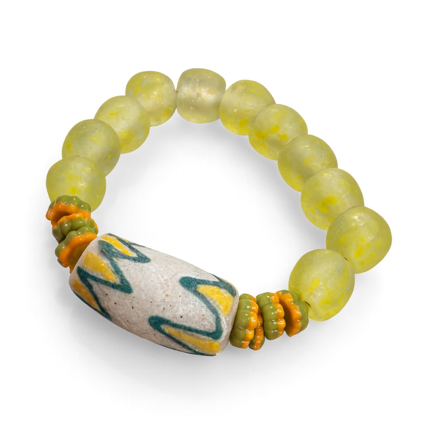 Lime Green Big Center Bead Bracelet