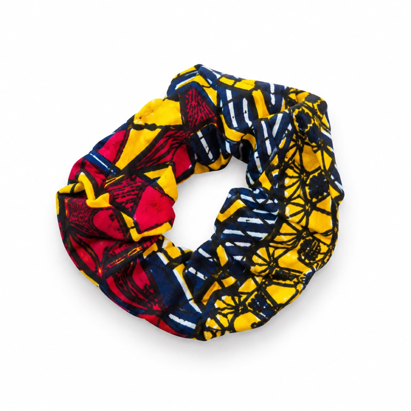 Web Yellow Red Blue Scrunchie