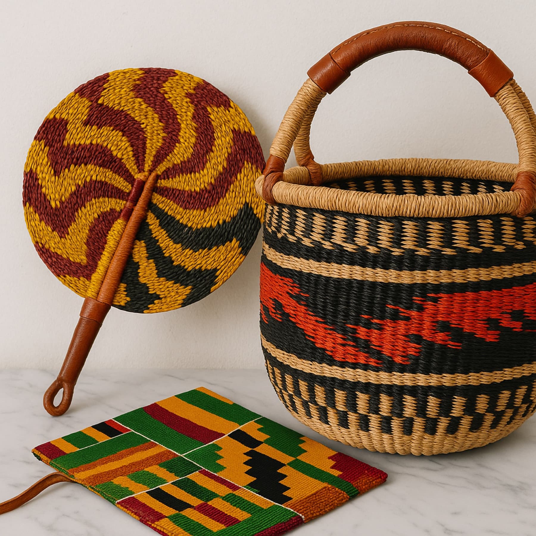 Handmade fans and baskets