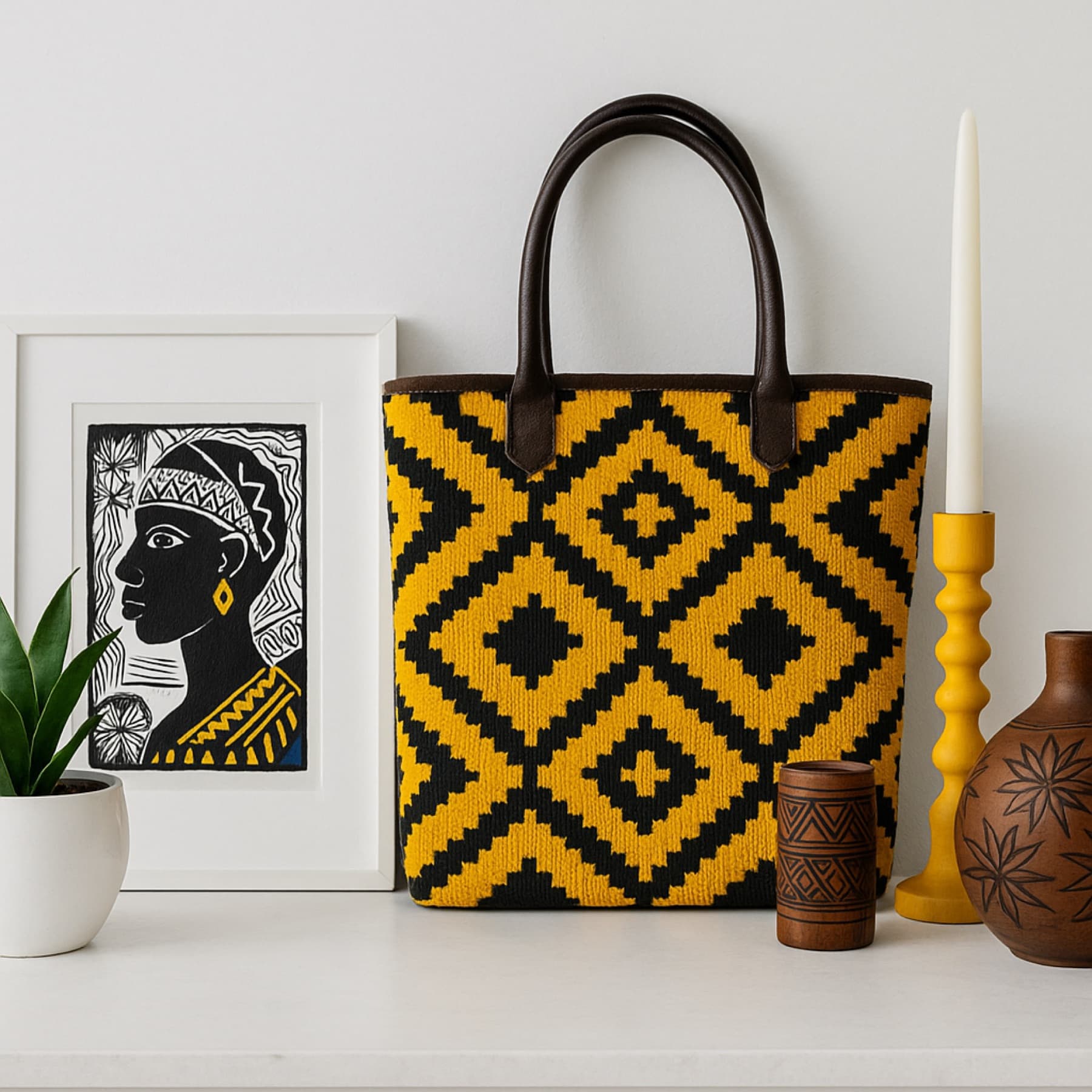 Handmade Ghanaian pieces styled for the Behtobi table